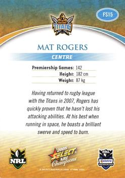 2008 Select NRL Champions - Gold Foil Signatures #FS15 Mat Rogers Back